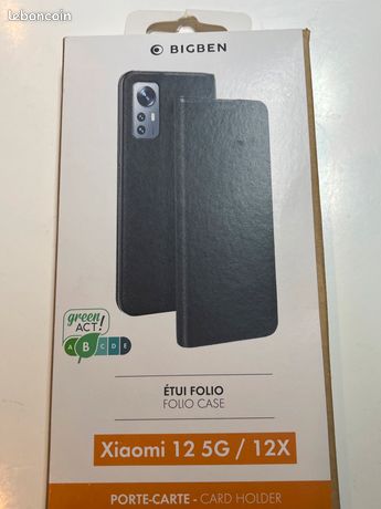 Étui Xiaomi 12 et 12X Porte-carte avec Fonction Support Bigben Noir