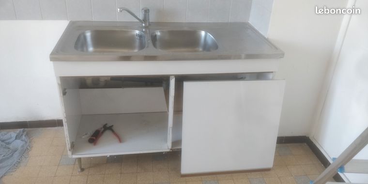 Évier inox 2 bacs