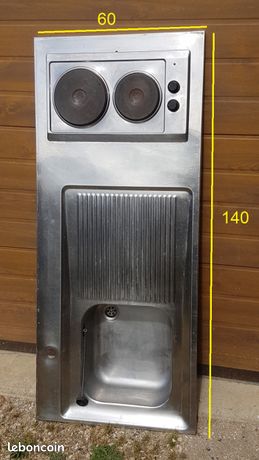 Evier Inox grande taille ( 140cm) + Plaque de cuisson