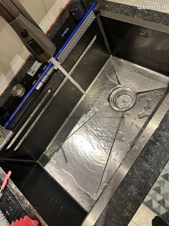 Évier multifonction design inox noir 100x50 cm – Neuf