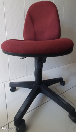 Fauteuil bureau tissu rembourré bordeaux