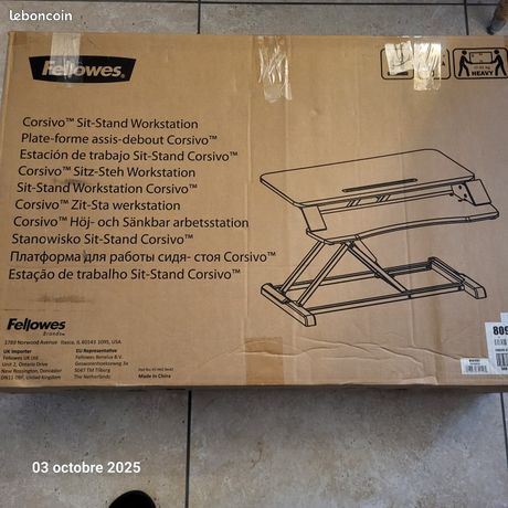 Fellowes Station de travail Assis-Debout Corsivo Noir NEUVE