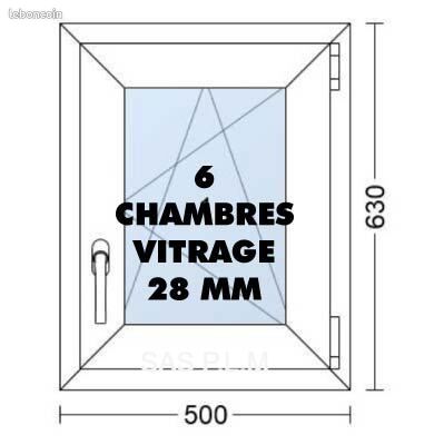 FENETRE 1 VANTAIL 500 mm X 630 mm Menuiserie haut de gamme PVC