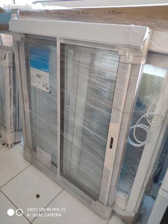 Fenêtre aluminium blanc coulissante 2 vantaux h.125 x l.100 cm GoodHome