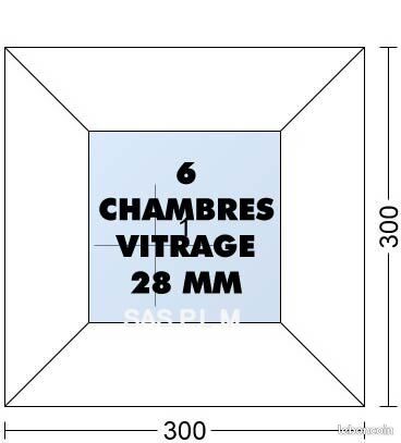 FENETRE CHASSIS FIXE 300 mm X 300 mm MENUISERIE HAUT DE GAMME PVC