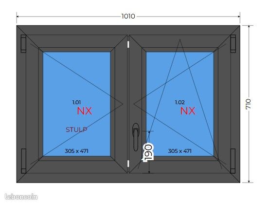 Fenêtre PVC 2 Vantaux avec OB Menuiserie-Haut-de-Gamme