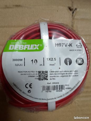 Fil électrique 25mm carré souple rouge