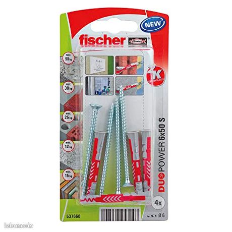 Fischer DUOPOWER 6x50 S Chevilles à Vis Fixation Solide