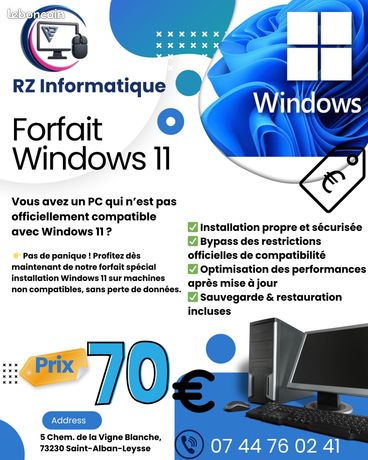Forfait Windows 11 pour PC