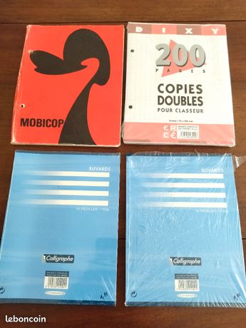 Fournitures scolaires , copies doubles, buvards