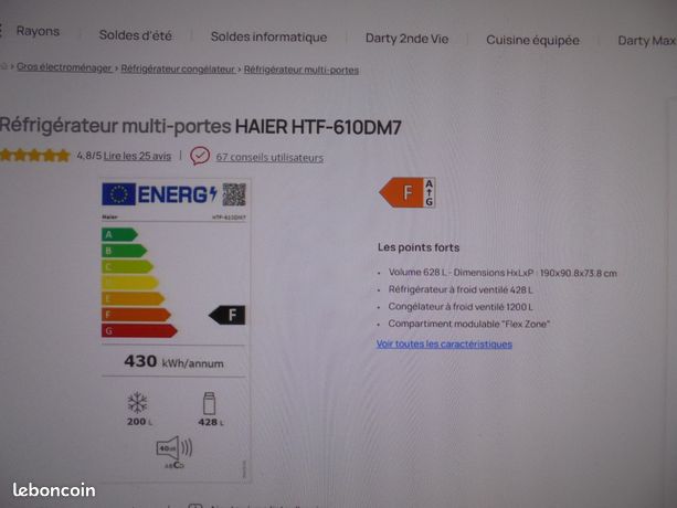 Frigo américain 4 portes haier