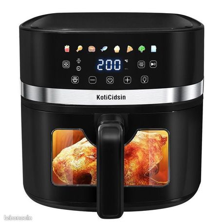 Friteuse à air sans huile 8.5 L Air Fryer 2000 W avec Fenêtre Transparente