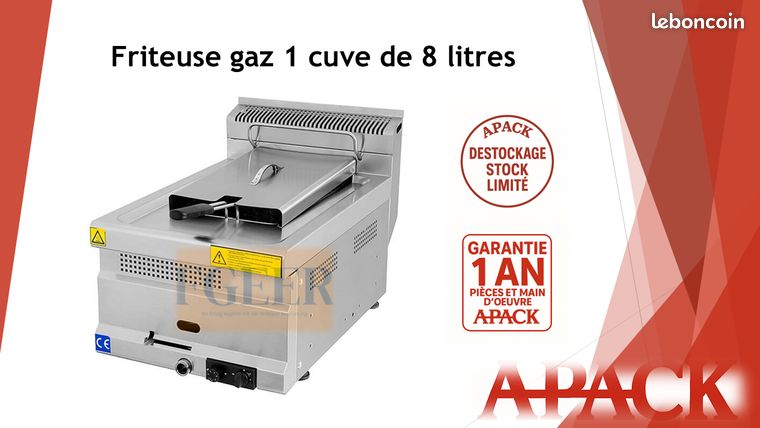 Friteuse gaz 1 cuve de 8 litres