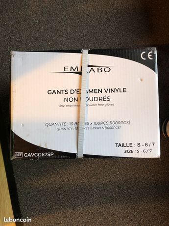 Gants vinyle non poudrés taille S 6/7