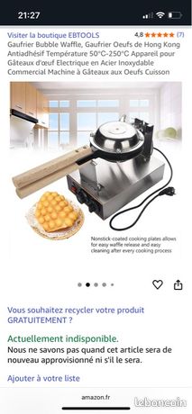 Gaufrier bubble waffle professionnel
