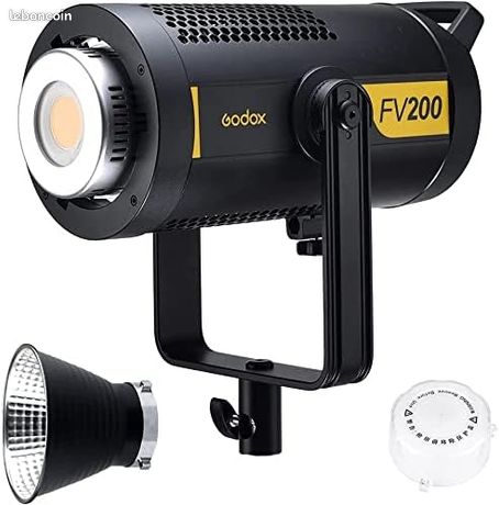 Godox FV200 Flash LED Lampe 2 en 1 200W LED Vidéo Light 1/8000 HSS Studio Stroboscopie Flash avec Bowens Mount Godox 2.4G X sans Fil Système intégré 8 FX Effets Modes