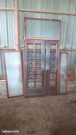 Grande Porte d'entrée bois double vitrage