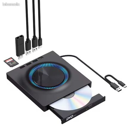 Graveur externe Blu-ray/DVD USB 3.0 lecteur de cartes pour ordinateur de bureau/portable compatible avec Windows/Mac