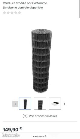 Grillage soudé anthracite maille 50 x 100 mm - rouleau L. 20m x h.200 cm neuf