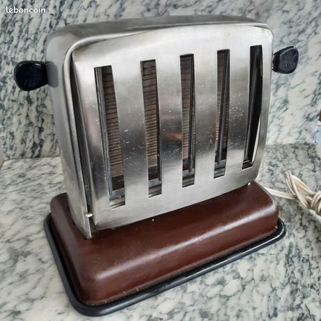 Grille-pain vintage années 50 chrome et bakélite marron testé et en état de marche