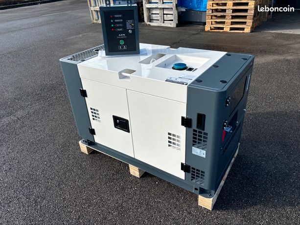 Groupe électrogène 15kva AQUITAINE-ENERGIE 2 cyl diesel AVR fioul huile végétale pure et recyclée 230 400 V insonorisé, ATS démarrage automatique régulation électronique fabricant de 8 à 2630kva