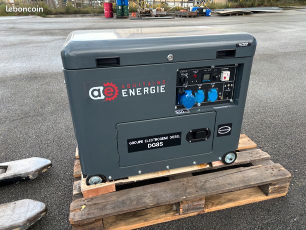 Groupe électrogène bio diesel 8,5 kva AQUITAINE-ENERGIE fioul huile végétale pure recyclée 230/400V insonorisé, inverseur de source démarrage automatique neuf garanti 2 ans fabricant de 8 à 2590kva
