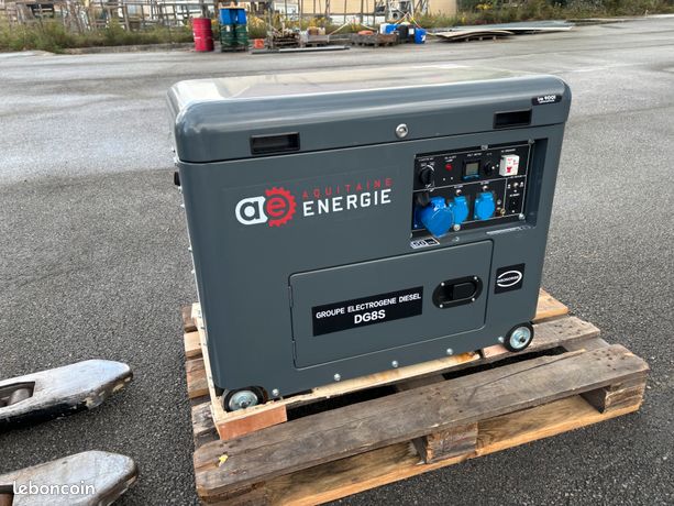 Groupe électrogène bio diesel 8 kva AQUITAINE-ENERGIE fioul huile végétale pure recyclée 230/400V insonorisé, inverseur de source démarrage automatique neuf garanti 2 ans fabricant de 8 à 2580kva