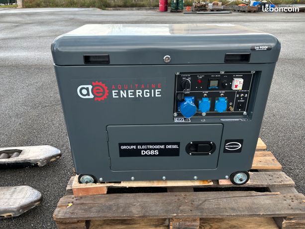 Groupe électrogène bio diesel 8 kva AQUITAINE-ENERGIE fioul huile végétale pure recyclée 230/400V insonorisé, inverseur de source démarrage automatique neuf garanti 2 ans fabricant de 8 à 2610kva