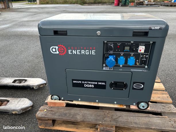 Groupe électrogène bio diesel 8 kva AQUITAINE-ENERGIE fioul huile végétale pure recyclée 230/400V insonorisé, inverseur de source démarrage automatique neuf garanti 2 ans fabricant de 8 à 2620kva