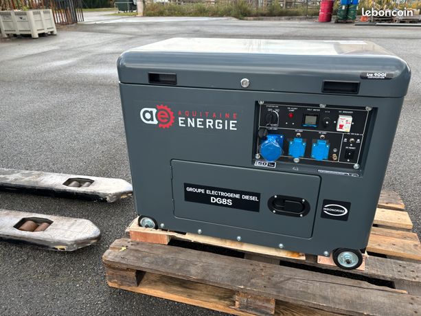 Groupe électrogène bio diesel 8 kva AQUITAINE-ENERGIE fioul huile végétale pure recyclée 230/400V insonorisé, inverseur de source démarrage automatique neuf garanti 2 ans fabricant de 8 à 2630kva