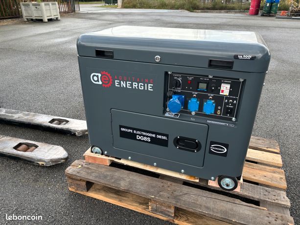 Groupe électrogène bio diesel 8 kva AQUITAINE-ENERGIE fioul huile végétale pure recyclée 230/400V insonorisé, inverseur de source démarrage automatique neuf garanti 2 ans fabricant de 8 à 2640kva