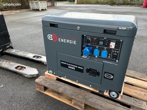 Groupe électrogène bio diesel 8 kva AQUITAINE-ENERGIE fioul huile végétale pure recyclée 230/400V insonorisé, inverseur de source démarrage automatique neuf garanti 2 ans fabricant de 8 à 2650kva