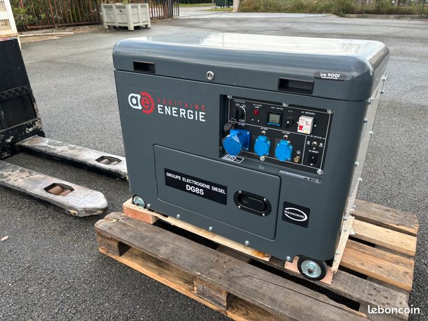 Groupe électrogène bio diesel 8 kva AQUITAINE-ENERGIE fioul huile végétale pure recyclée 230/400V insonorisé, inverseur de source démarrage automatique neuf garanti 2 ans fabricant de 8 à 2660kva