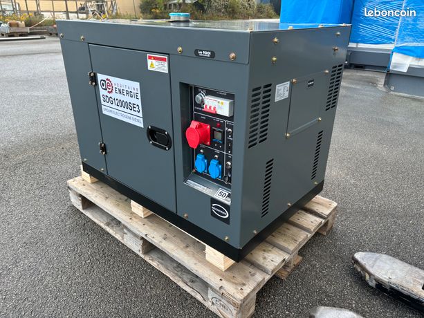 Groupe électrogène diesel 10 kva AQUITAINE-ENERGIE fioul huile végétale pure recyclée 230/400V insonorisé ATS démarrage automatique refroidissement par air neuf garanti 2 ans fabricant de 8 à 2020kva