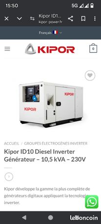 Groupe électrogène diesel Kipor 10kva
