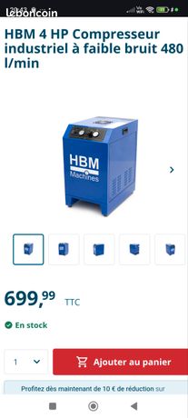 HBM 4 HP Compresseur industriel à faible bruit 480 l/min