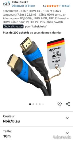 Hdmi 4K hdr 10 metres ps5 xbox séries x pc