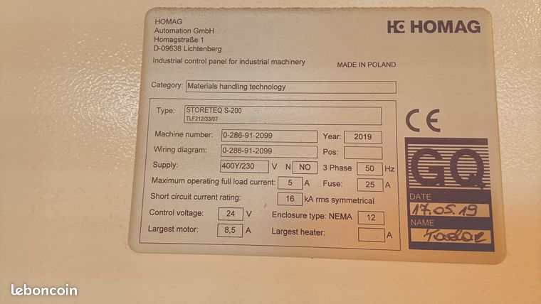 HOMAG ensemble Scie Sawteq B300 / Stockeur Storeteq S200