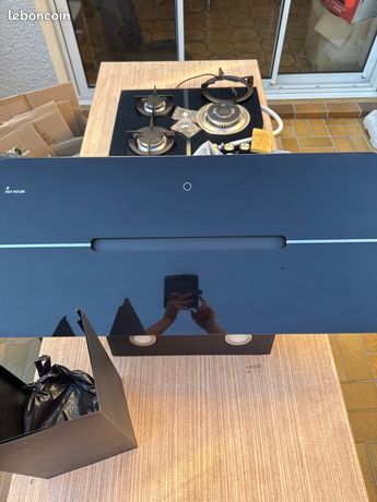 Hotte aspirante inclinée verre noir moderne L 89 cm