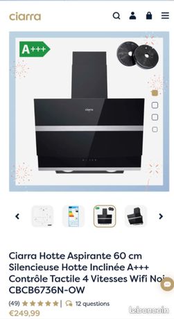 Hotte décorative murale inclinée CIARRA