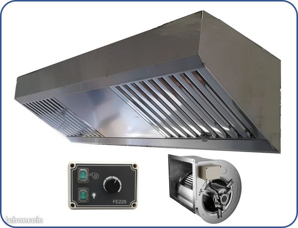 Hotte pro inox complète NEUVE pour RESTAURANT et cuisine pro-DESTOCKAGE- Envoi en express France entière