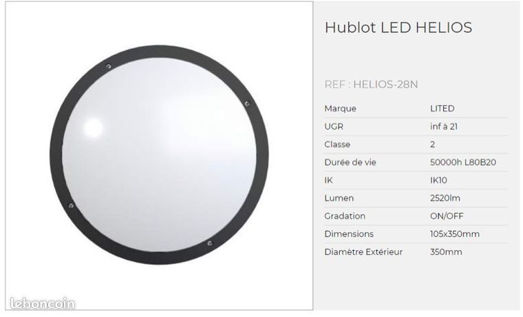 Hublot LED HELIOS 28W 4000K IP65 - HELIOS-28N