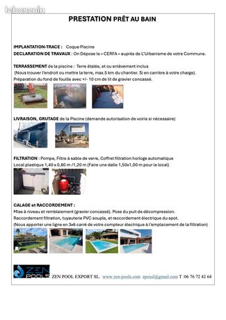 Installation piscine coque polyester cle en main