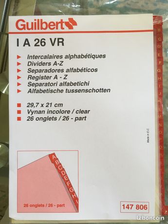 Intercalaires alphabétiques NEUFS -26 onglets A-Z