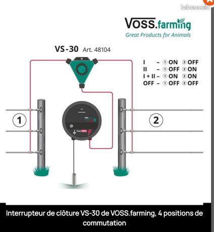 Interrupteur de clôture VS-30 de VOSS.farming 4 positions de commutation