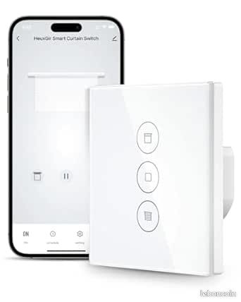 Interrupteur de volet roulant Wi-Fi - Commande intelligente de volet roulant - Compatible avec Alexa/Google Home/Smart Life - Interrupteur d'obturation de rouleau intelligent et contrôle vocal