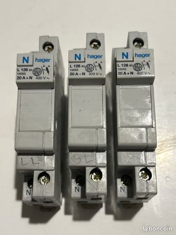 Interrupteurs Hager 20A unipolaires + neutre
