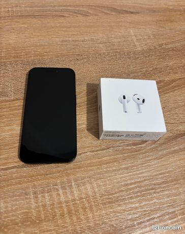 📱 iPhone 15 Pro 128 Go Noir + 🎧 AirPods 4 Neufs