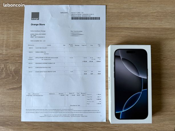 IPhone 16 pro max 256 Go noir en boite scellée Orange
