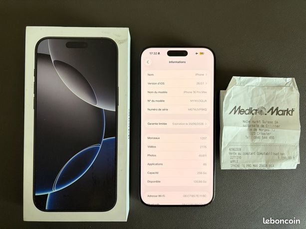 IPhone 16 Pro Max Black Titanium 256 Go